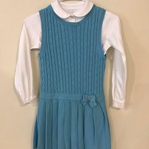 Gymboree sweater dress and Lands End white shirt